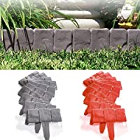 Valla para Jardín- Borde de Jardín Efecto de Piedra Bordes de Plástico- para Separa Césped del Jardín y Parterres para…